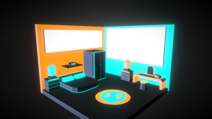 TRON INSPIRED ROOM | Low Poly 3D Model