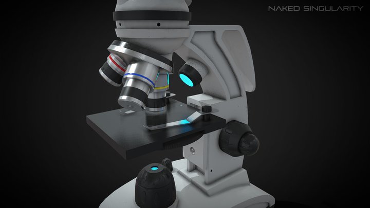 Invert Light Microscope | Low poly | PBR 3D Model