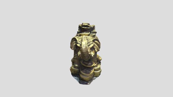 Elephant Statue Feng Shui Gold 3D Model