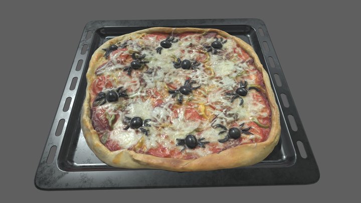 Пицца с пауками для Хэллоуина. Pizza Halloween. – Free 3D Model STL