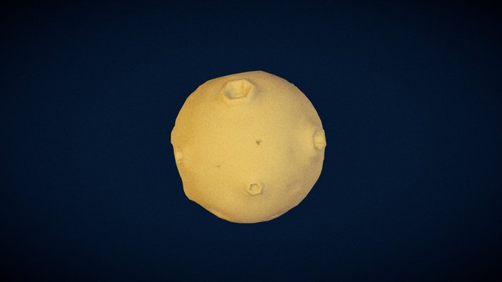 Low Poly Cartoon Moon 3D Model