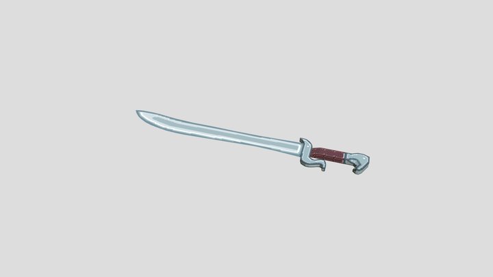 Pixelated Curved Sword 3D Model