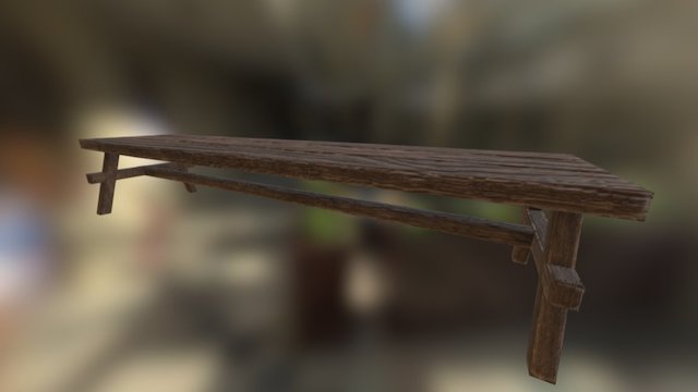 Stylized Wooden Bench/Table Prop 3D Model