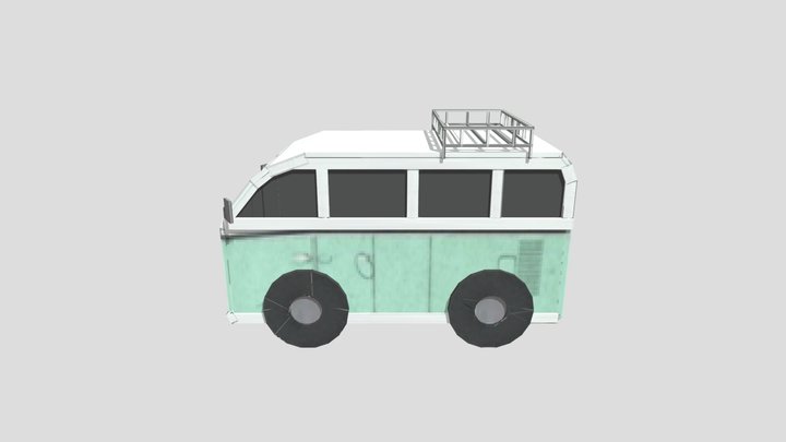 Light Blue Vintage Van 3D Model