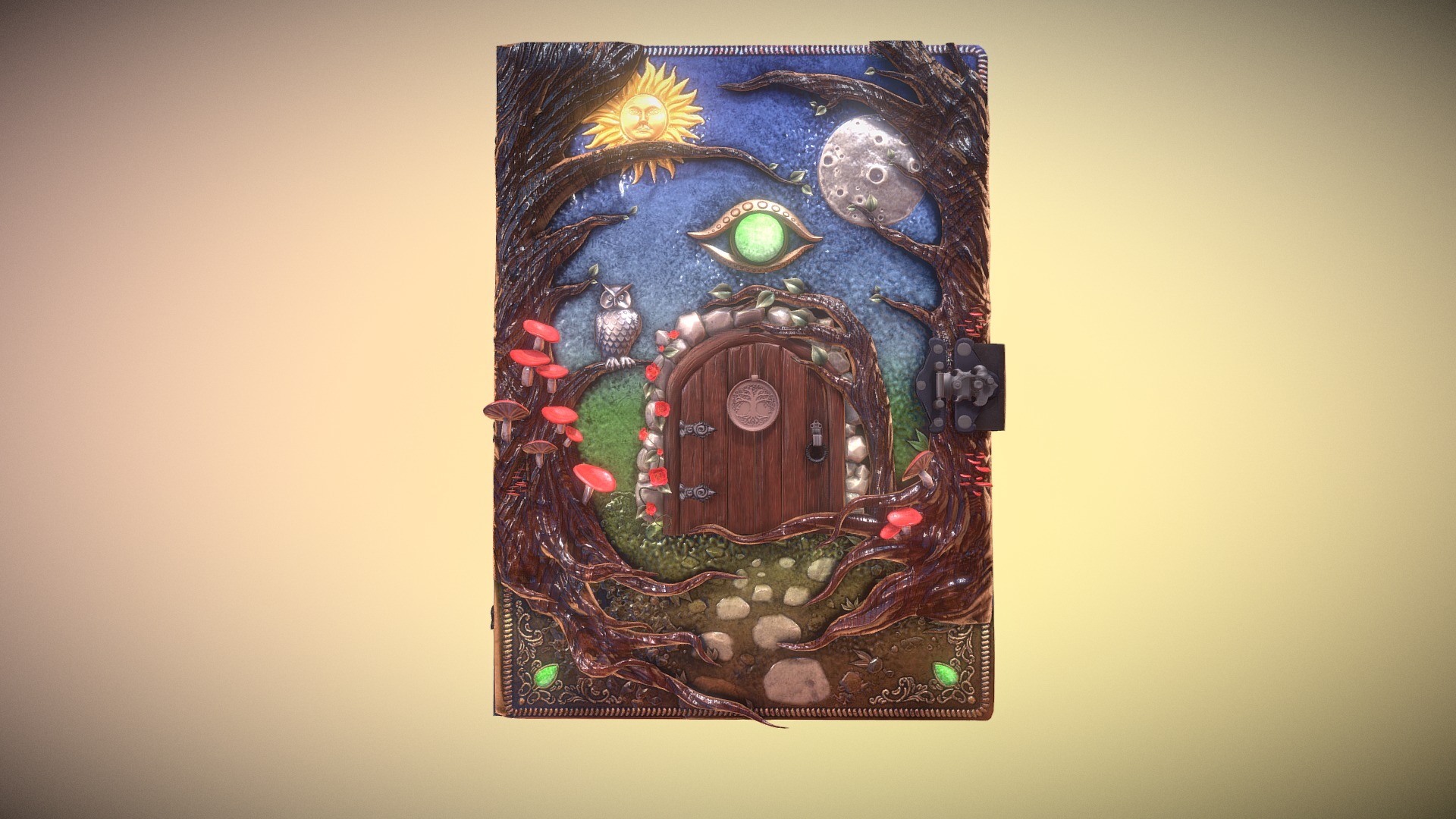 3D model Book of Mystic Magic PBR Low Poly - This is a 3D model of the Book of Mystic Magic PBR Low Poly. The 3D model is about a mask with a face.