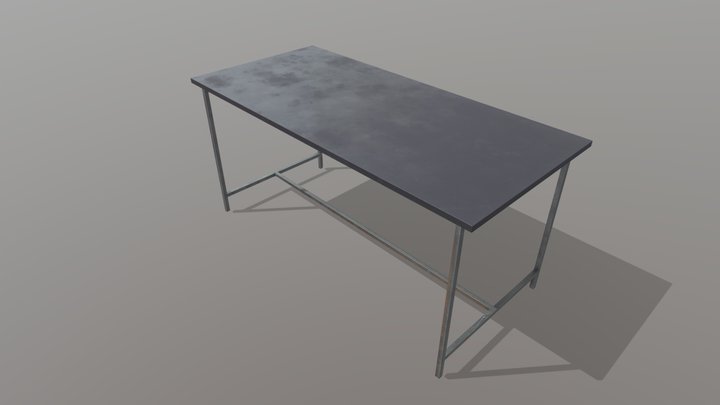 Table with metal legs 3D Model