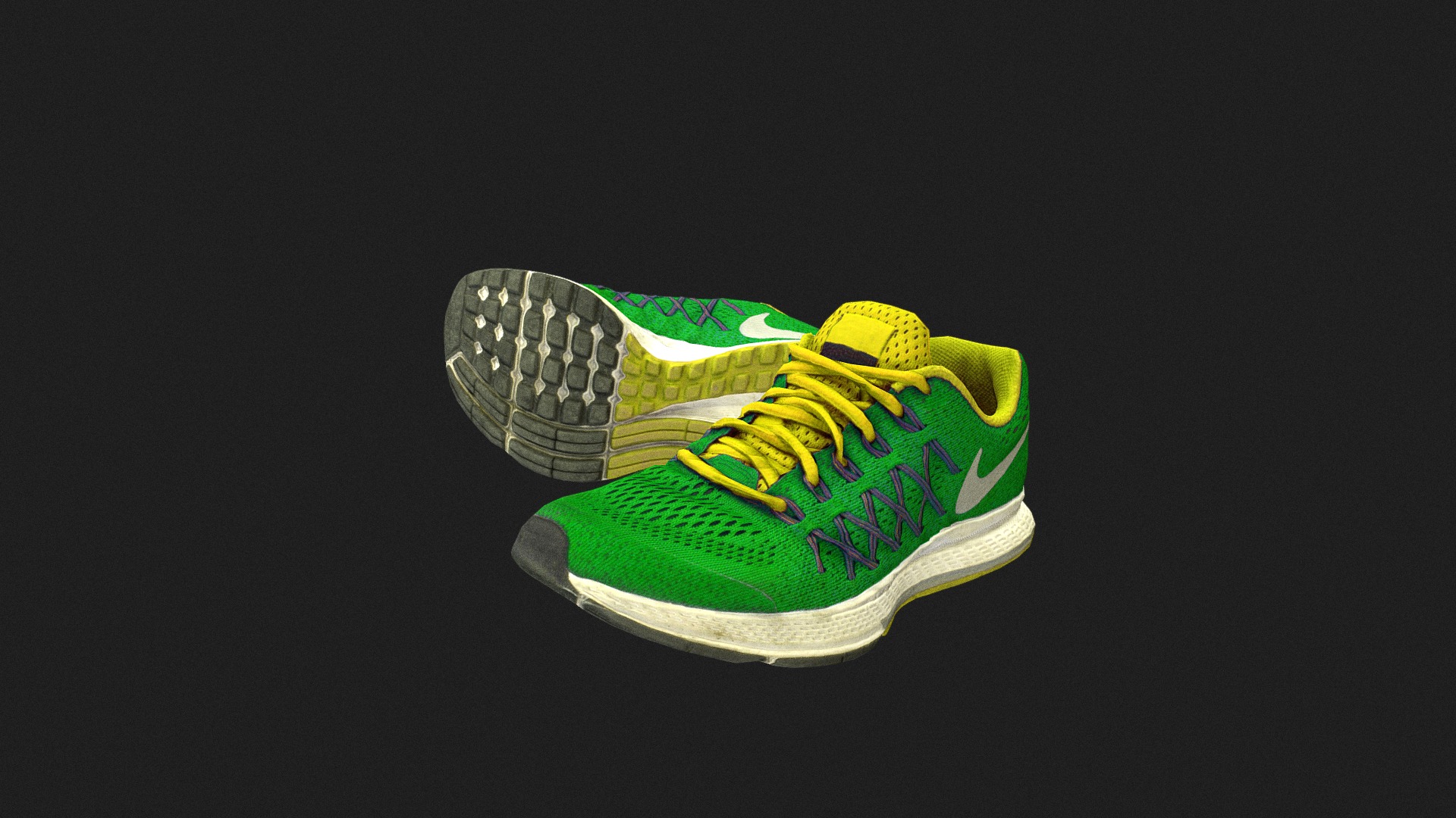3D model Casual sneakers - This is a 3D model of the Casual sneakers. The 3D model is about a green and yellow shoe.