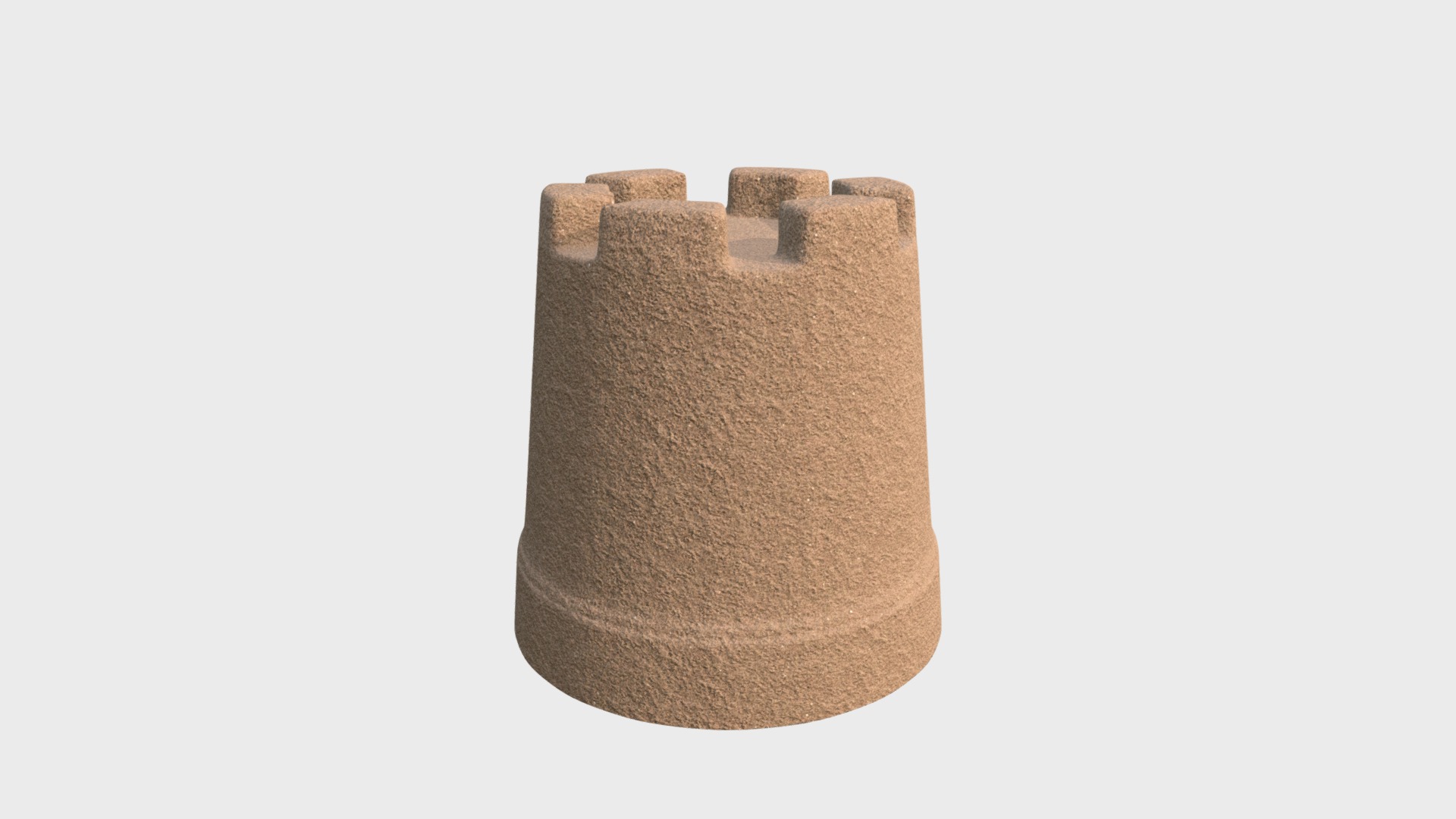 3D model Beach sand tower - This is a 3D model of the Beach sand tower. The 3D model is about a brown hat with a white background.