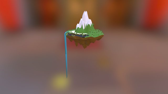 Low-poly Floating Island 3D Model