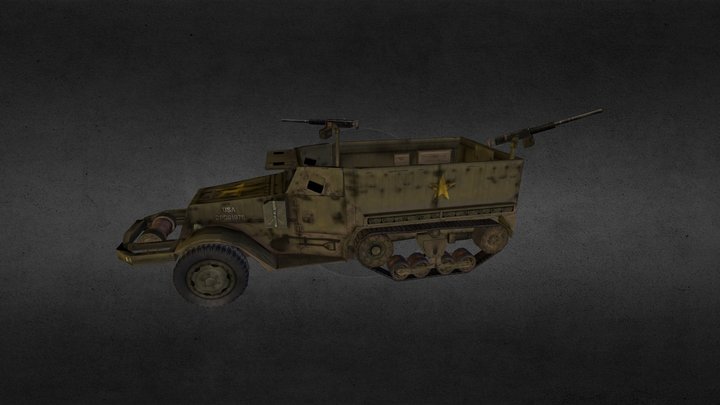 M3 Halftrack open Cal50s 3D Model