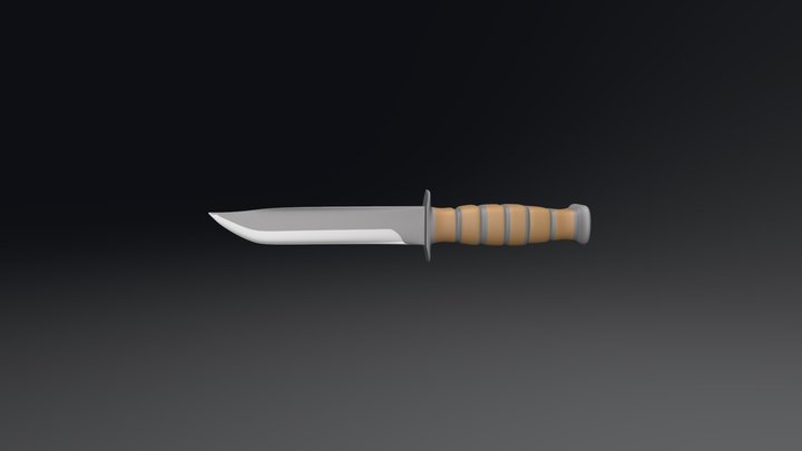 Low Poly Ka-Bar Knife 3D Model