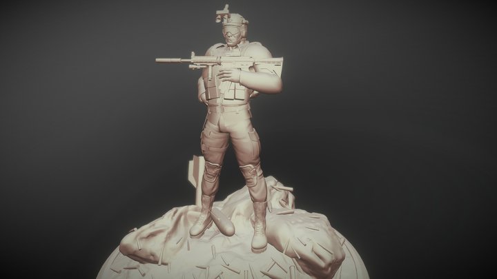 Generic Soldier Statue Concept 3D Model