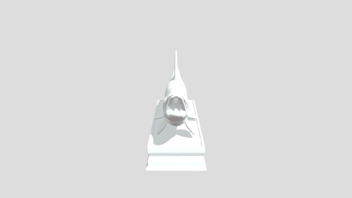 Trout Sculpture on Marble Base 3D Model