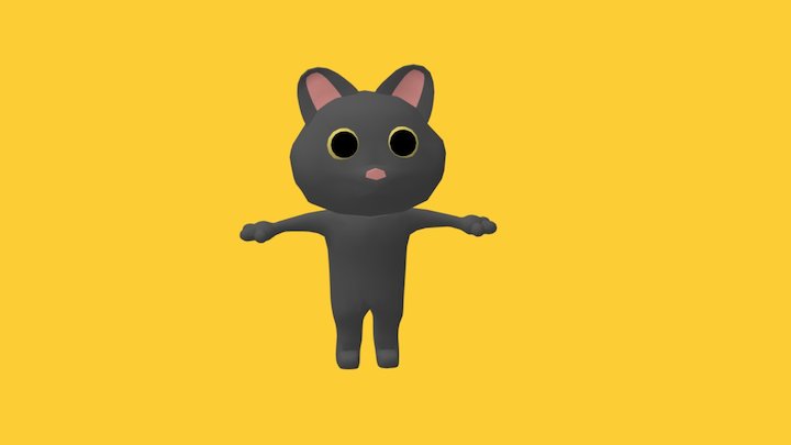 Low Poly Black Cat 3D Model