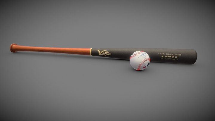 Bat and Baseball 3D Model