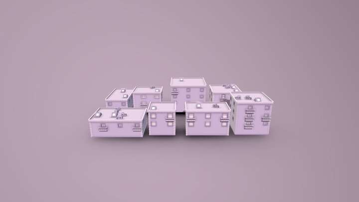8 Low Poly House Pack 3D Model