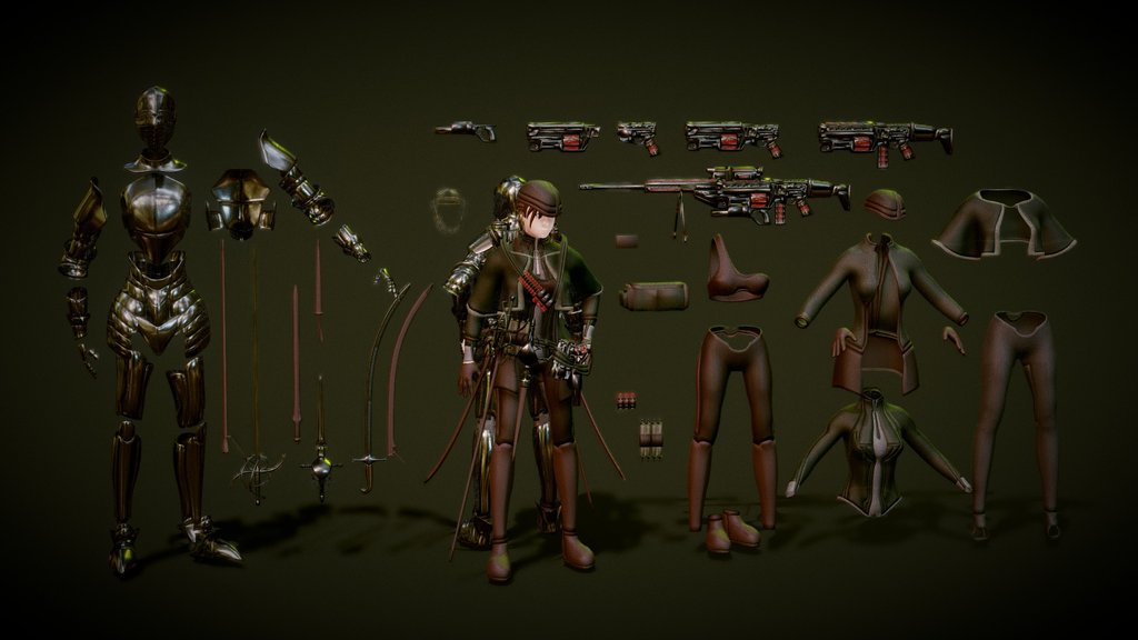 Ray, a Girl with her equipment（Showcase Ver.）