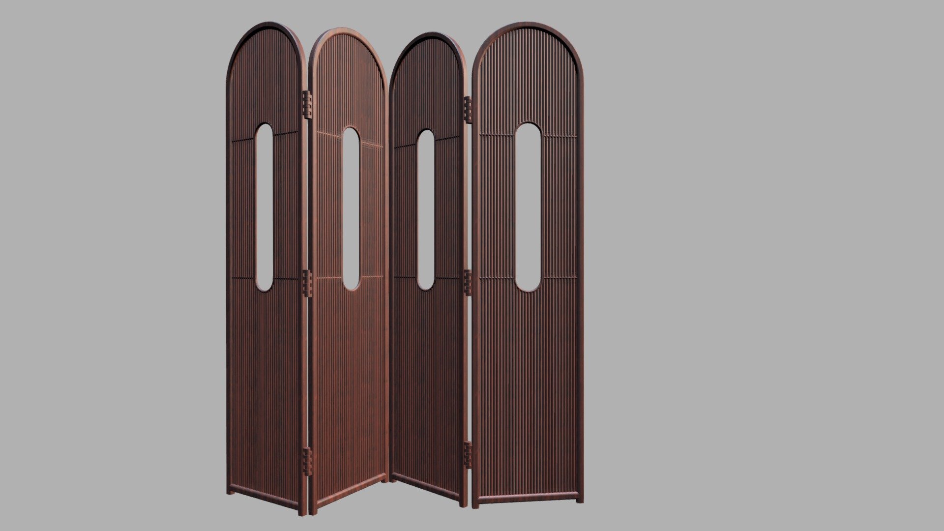 Mid Century Mahogany Folding Screen