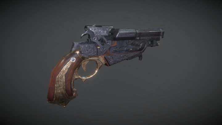 Fantasy Flintlock LOD 2 3D Model