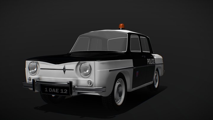 Renault 8 1962 Parisian Police Car 3D Model
