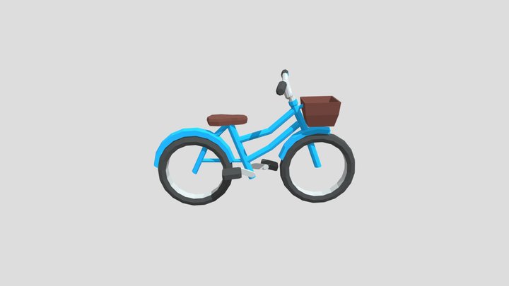 Lowpoly Blue Bike 3D Model