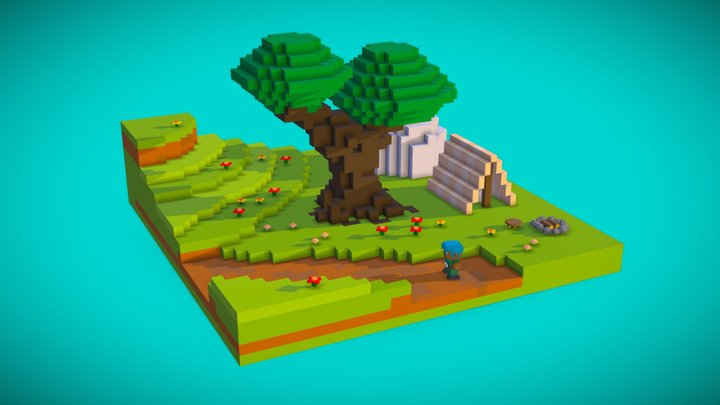 Voxel Camp Site 3D Model