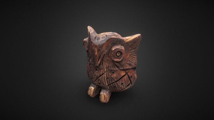 Small owl wooden figurine [photogrammetry] 3D Model