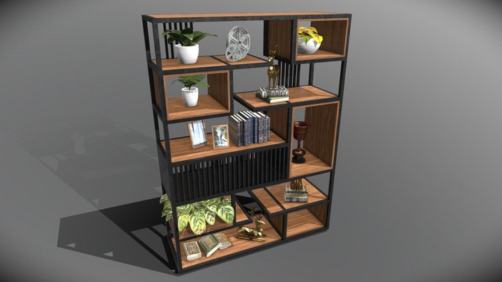 Metal frame bookcase 3D Model