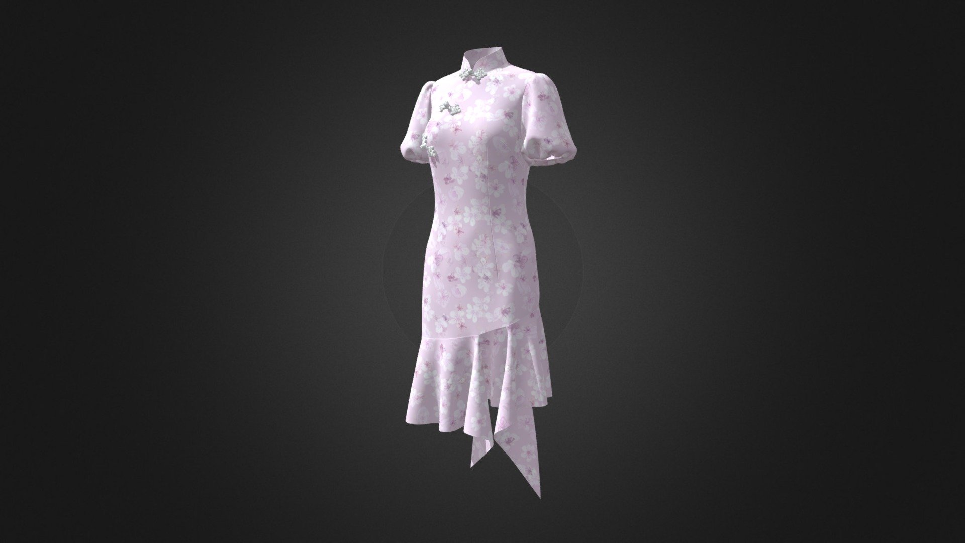 Pink Floral Cheongsam - Download Free 3D model by Style3D CG ...