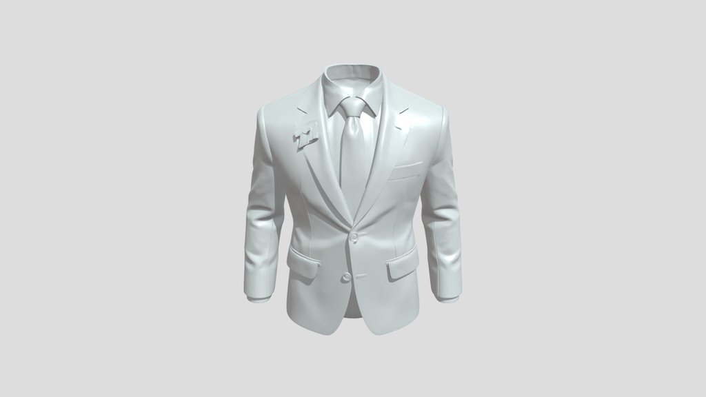 A headless blue pinstripe suit