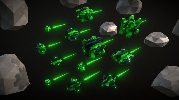 Alien Spaceships 3D Model