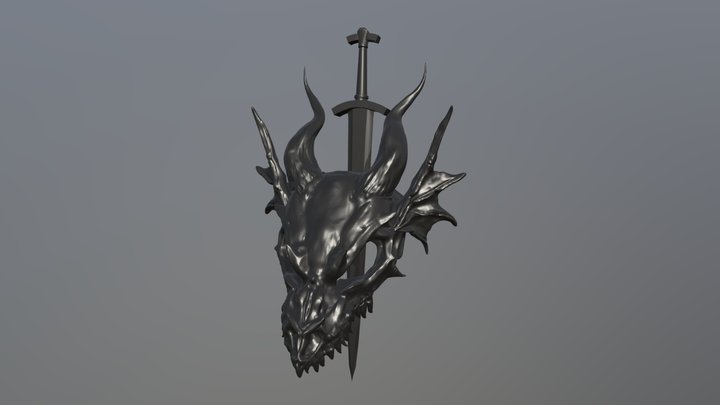 Dragon Skull Hair Pin 3D Model