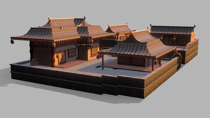 Japanese Steam Punk Town 3D Model
