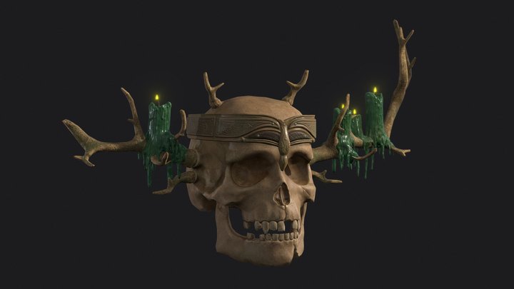 Old crowned Skull (Realtime) 3D Model