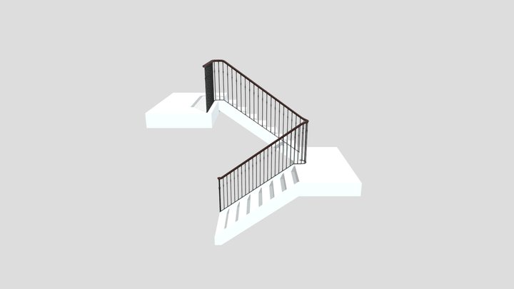 Dark oak railing 3D Model