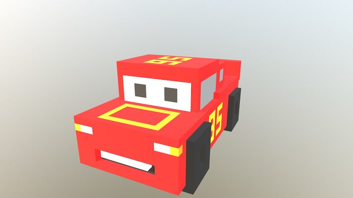 Voxel Lightning McQueen 3D Model