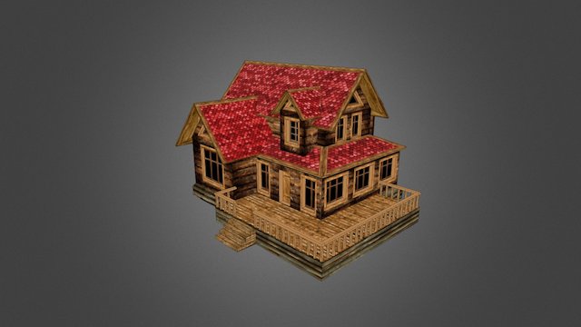 Low poly house in slavonic style 3D Model