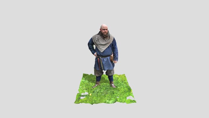 Skjegget viking med øks 3D Model