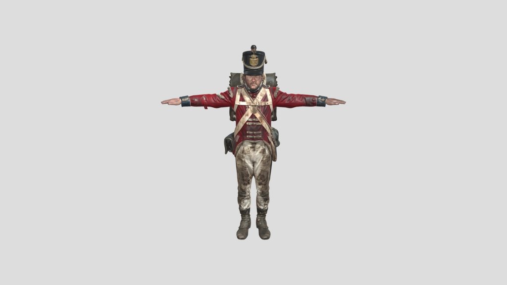 Mud-Streaked Redcoat in a T Pose