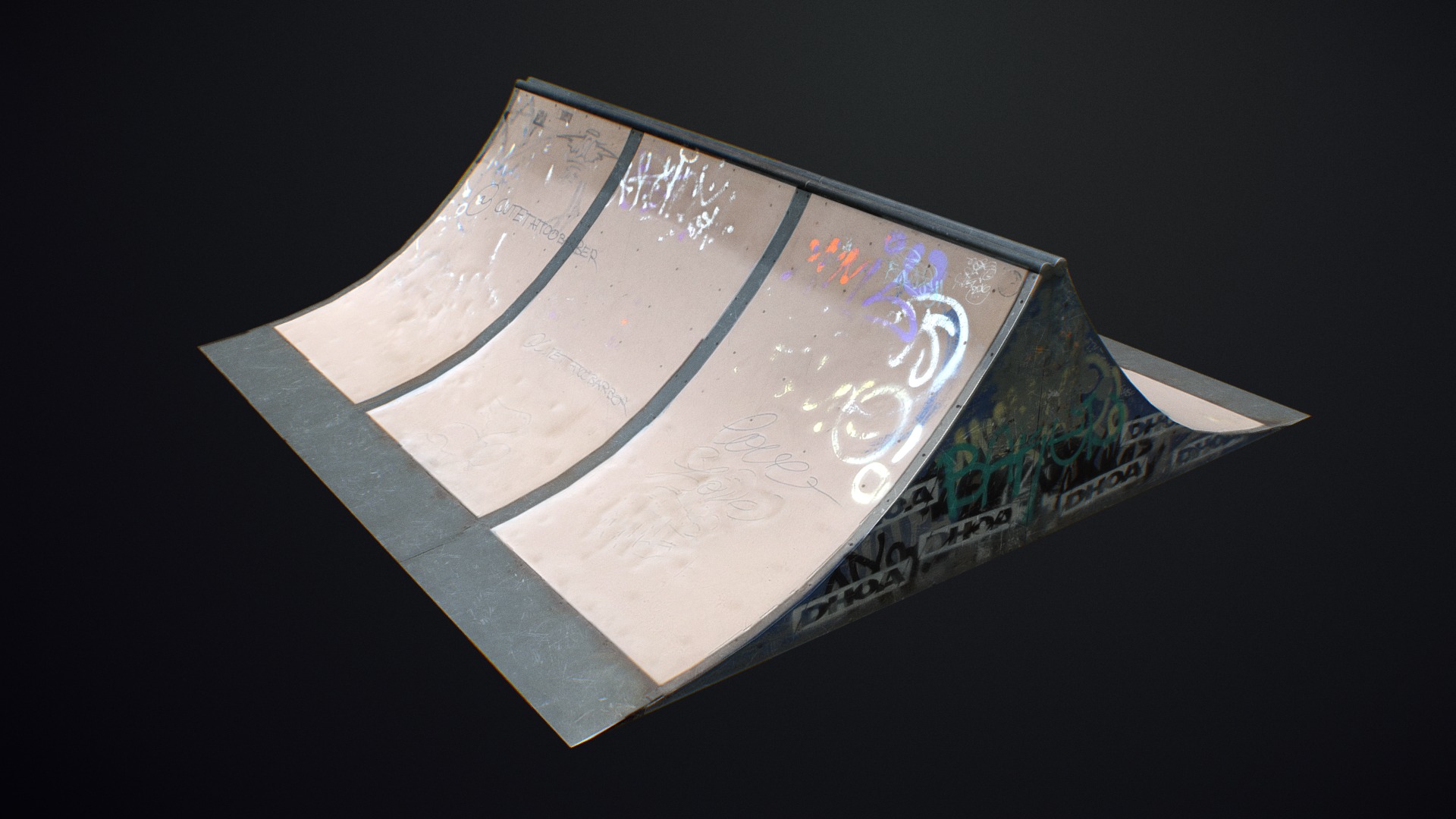 3D model Quarterpipe skate ramp - This is a 3D model of the Quarterpipe skate ramp. The 3D model is about a close-up of a broken book.