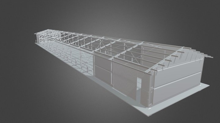 AVIÁRIO (12x73m) EM ESTRUTURA METÁLICA 3D Model