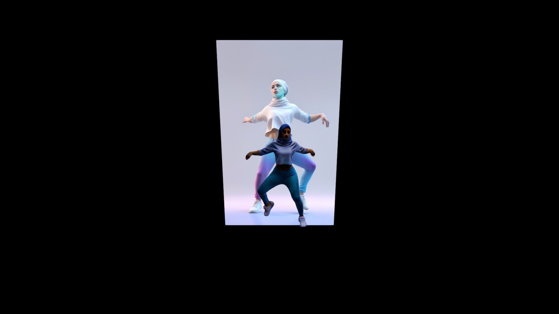 arafed woman in a white top and blue pants is da - Download Free 3D ...