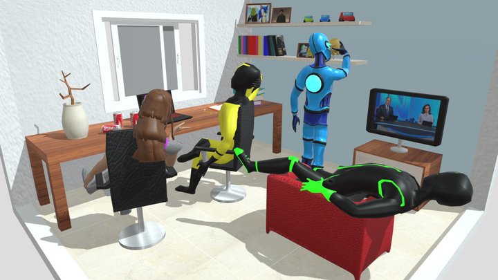 Heróis Relaxando 3D Model