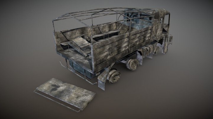 Military Truck Burnt / Burned Variation 2 3D Model