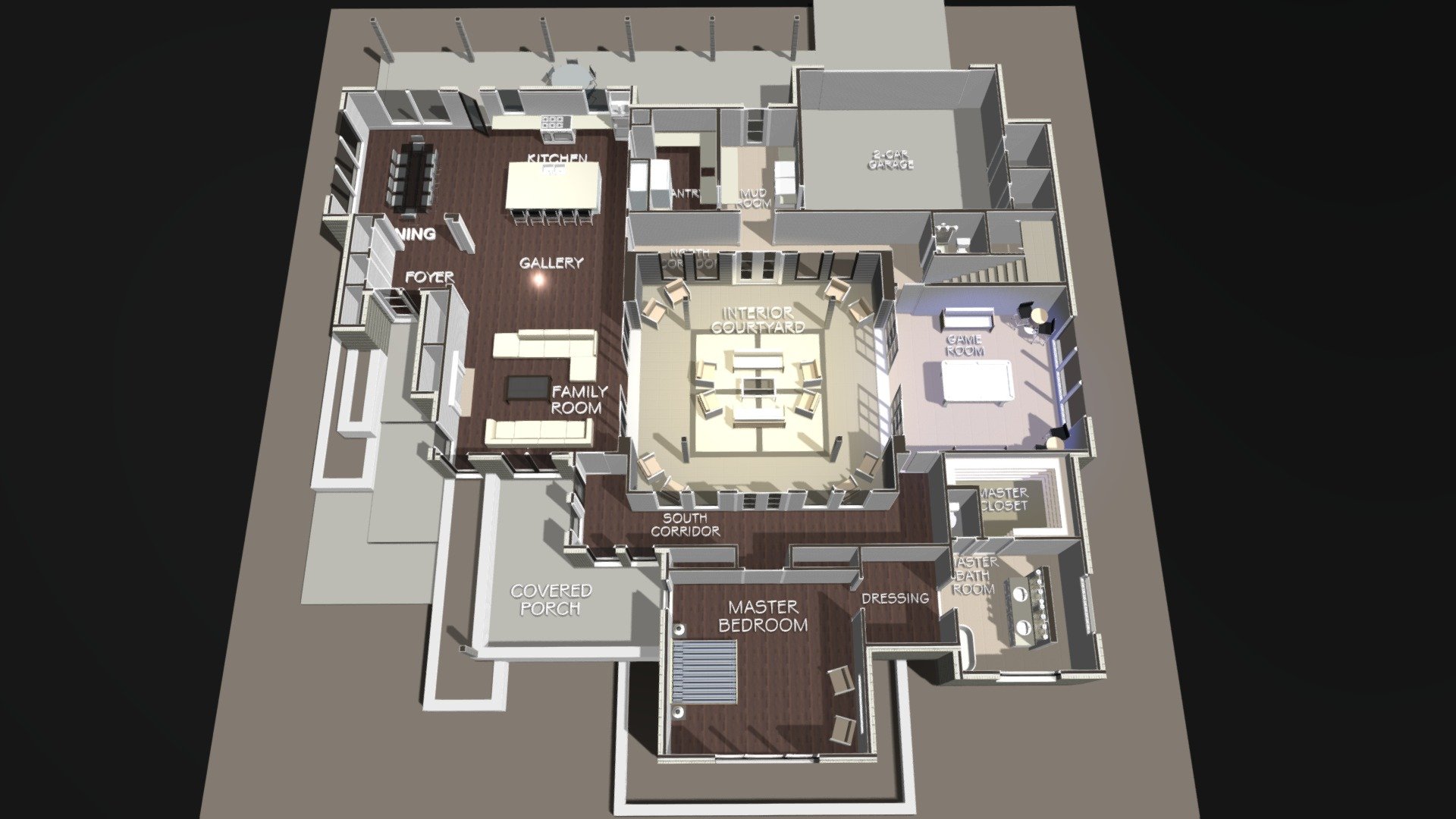 Courtyard House Floor Plan Buy Royalty Free 3D model by Metaroy