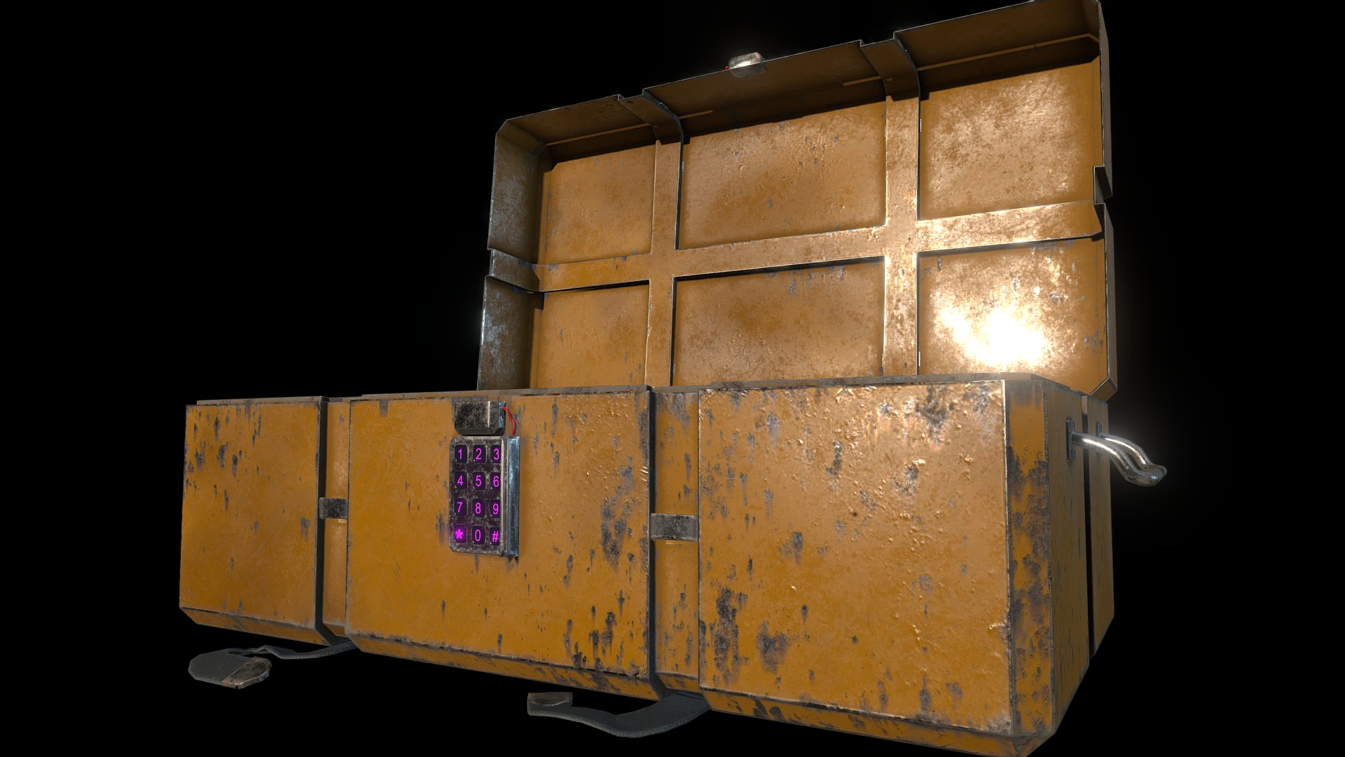 3D model Loot Crate (open) - This is a 3D model of the Loot Crate (open). The 3D model is about a metal box with a light.