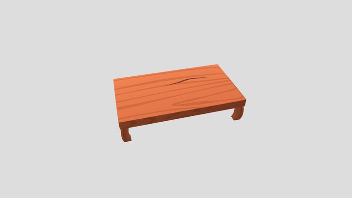 Rustic Coffee Table Cartoon 3D Model