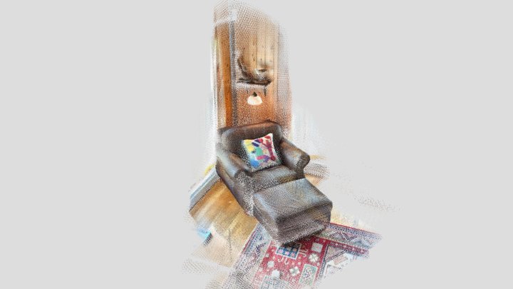 Leather Chair and Embroidered Pillow - SiteScape 3D Model