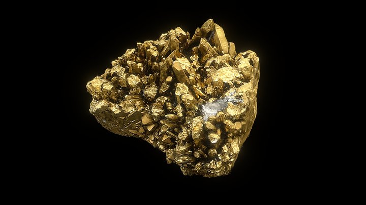 3D scan of gold covered quartz 3D Model