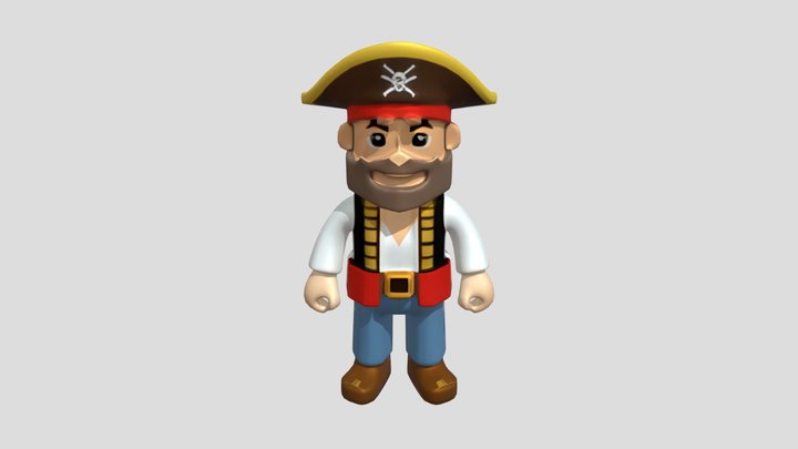 Pirate character with cartoonish design. 3D Model